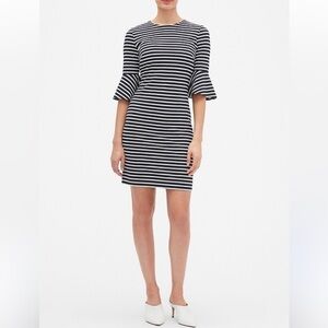 Banana Republic NWT Nautical Navy and White Stripes Ruffle Sleeves Sheath Dress